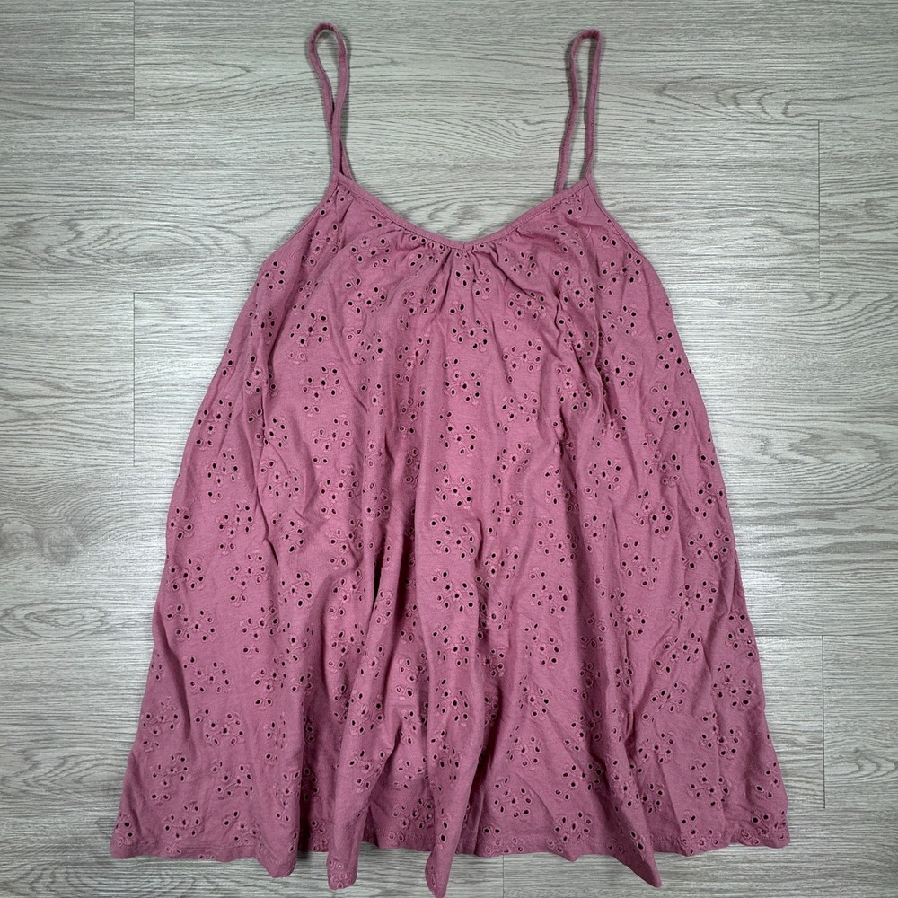 Aerie Women's Camisole XS/S Eyelet Embroidered Babydoll Tank Top Pink